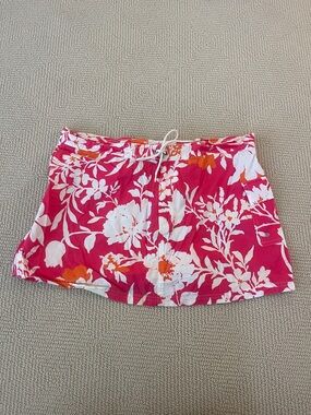 J. Crew Pink Floral Mini Skirt with White and Orange Accents